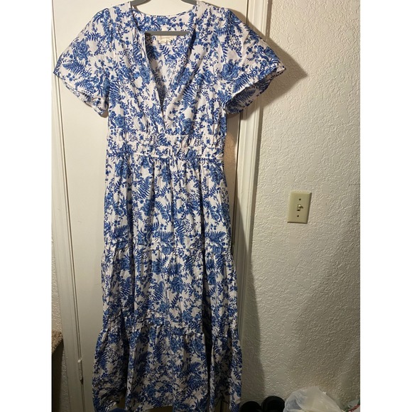 Anthropologie Dresses & Skirts - Maeve Anthropologie Somerset Maxi Blue White Floral French Country Club Dress